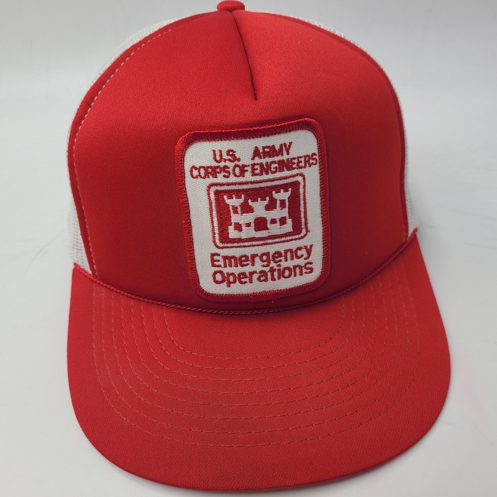 Vintage US Army Corps of Engineers Hat Snapback Trucker Mesh Emergency Operation